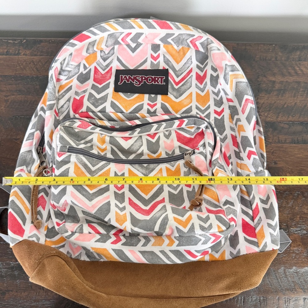 Jansport Right Pack Expressions Backpack Coral Dusk Chevrons Pattern - Picture 8 of 12